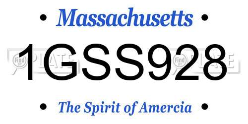 1GSS928 Massachusetts License Plate