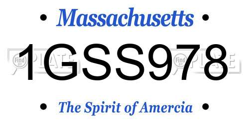 1GSS978 Massachusetts License Plate