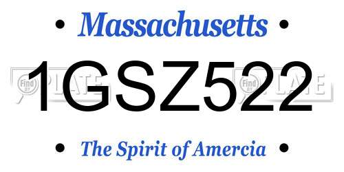 1GSZ522 Massachusetts License Plate