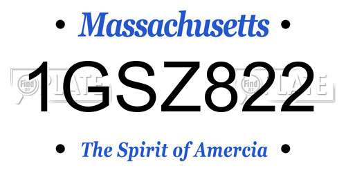 1GSZ822 Massachusetts License Plate