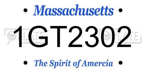1GT2302 Massachusetts License Plate