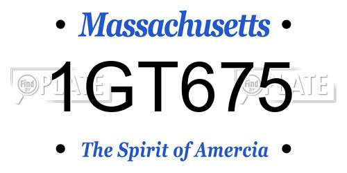 1GT675 Massachusetts License Plate