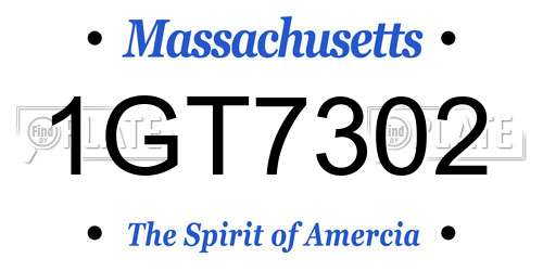 1GT7302 Massachusetts License Plate