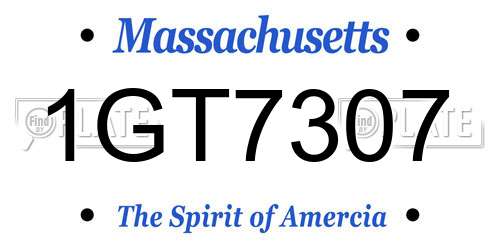 1GT7307 Massachusetts License Plate