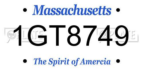 1GT8749 Massachusetts License Plate