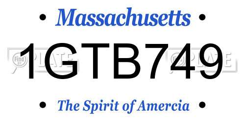 1GTB749 Massachusetts License Plate