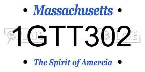 1GTT302 Massachusetts License Plate