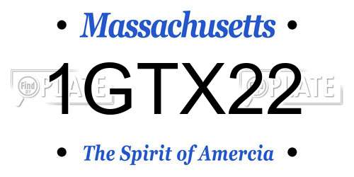1GTX22 Massachusetts License Plate