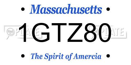 1GTZ80 Massachusetts License Plate