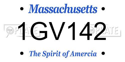 1GV142 Massachusetts License Plate