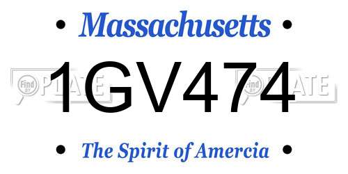 1GV474 Massachusetts License Plate