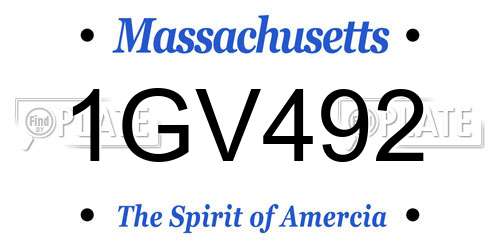 1GV492 Massachusetts License Plate
