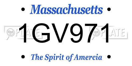 1GV971 Massachusetts License Plate