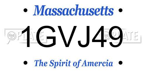 1GVJ49 Massachusetts License Plate