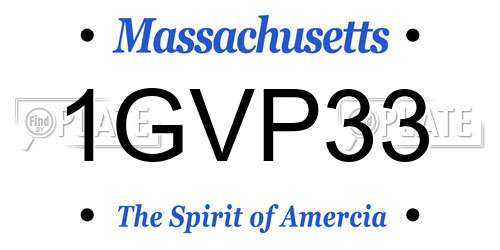 1GVP33 Massachusetts License Plate
