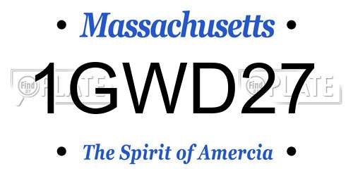 1GWD27 Massachusetts License Plate