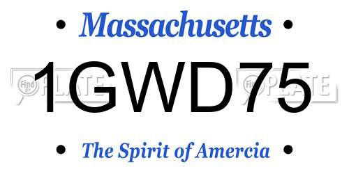 1GWD75 Massachusetts License Plate