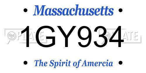 1GY934 Massachusetts License Plate