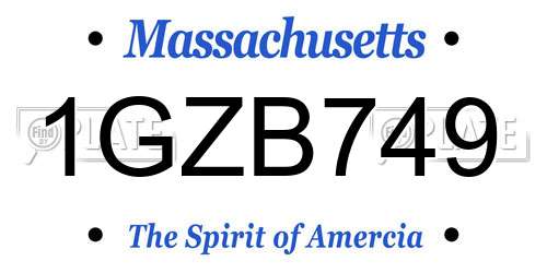 1GZB749 Massachusetts License Plate
