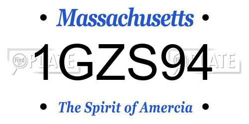 1GZS94 Massachusetts License Plate