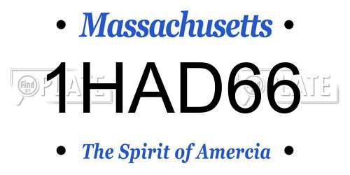 1HAD66 Massachusetts License Plate