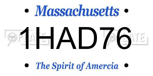 1HAD76 Massachusetts License Plate