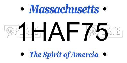 1HAF75 Massachusetts License Plate