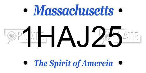 1HAJ25 Massachusetts License Plate