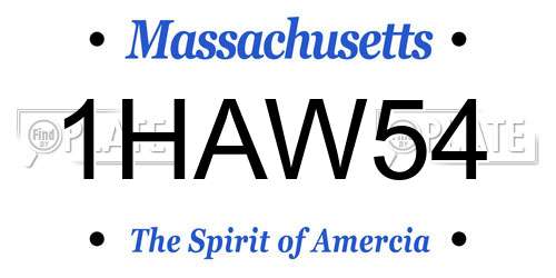 1HAW54 Massachusetts License Plate