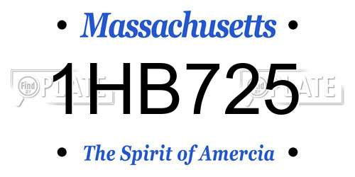 1HB725 Massachusetts License Plate