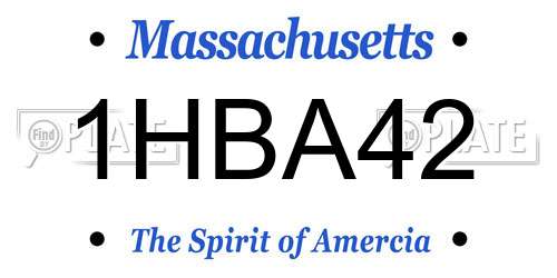 1HBA42 Massachusetts License Plate