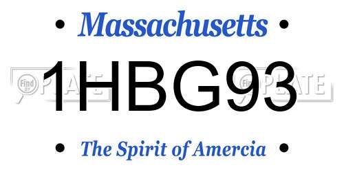 1HBG93 Massachusetts License Plate