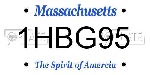 1HBG95 Massachusetts License Plate