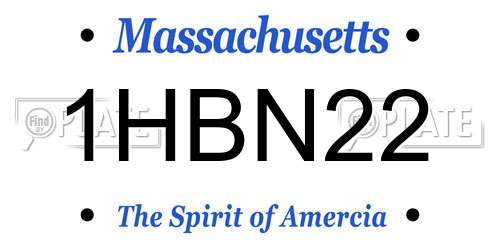 1HBN22 Massachusetts License Plate