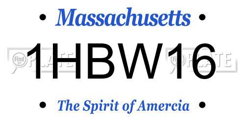 1HBW16 Massachusetts License Plate