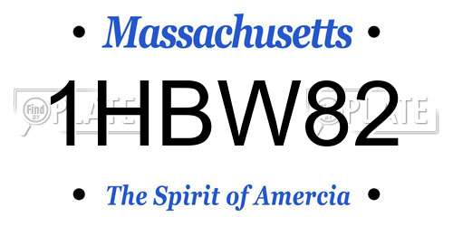 1HBW82 Massachusetts License Plate