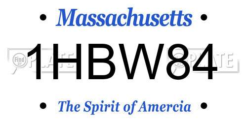 1HBW84 Massachusetts License Plate