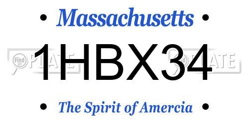 1HBX34 Massachusetts License Plate