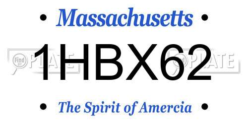 1HBX62 Massachusetts License Plate