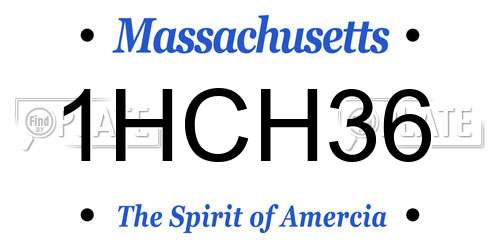 1HCH36 Massachusetts License Plate
