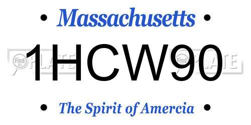 1HCW90 Massachusetts License Plate