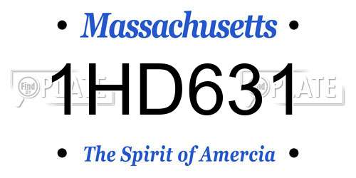 1HD631 Massachusetts License Plate