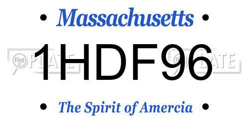 1HDF96 Massachusetts License Plate