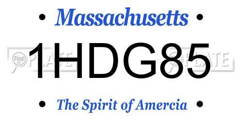 1HDG85 Massachusetts License Plate