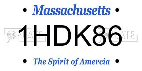 1HDK86 Massachusetts License Plate