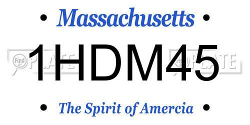 1HDM45 Massachusetts License Plate