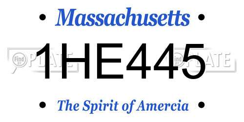 1HE445 Massachusetts License Plate