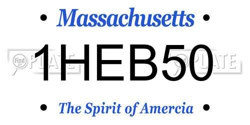 1HEB50 Massachusetts License Plate