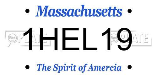 1HEL19 Massachusetts License Plate