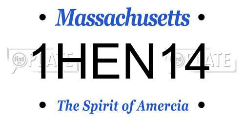 1HEN14 Massachusetts License Plate